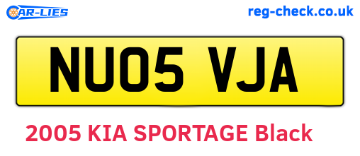 NU05VJA are the vehicle registration plates.