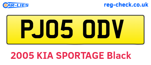PJ05ODV are the vehicle registration plates.