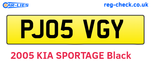 PJ05VGY are the vehicle registration plates.
