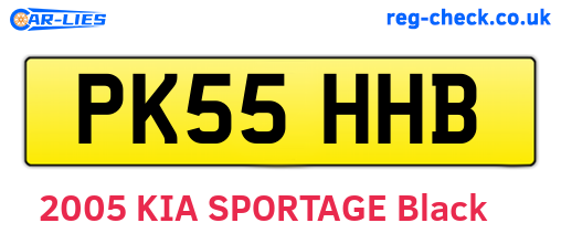 PK55HHB are the vehicle registration plates.