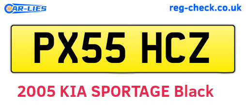 PX55HCZ are the vehicle registration plates.