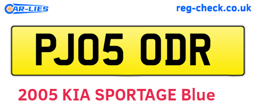 PJ05ODR are the vehicle registration plates.