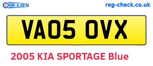 VA05OVX are the vehicle registration plates.