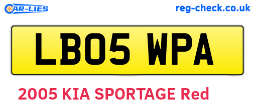 LB05WPA are the vehicle registration plates.