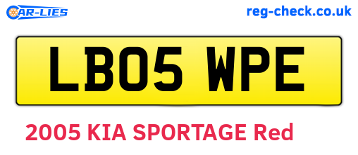 LB05WPE are the vehicle registration plates.