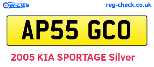 AP55GCO are the vehicle registration plates.