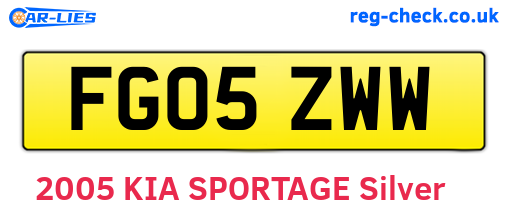 FG05ZWW are the vehicle registration plates.