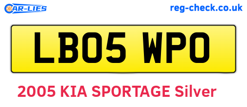 LB05WPO are the vehicle registration plates.