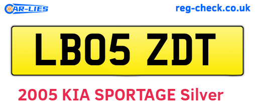 LB05ZDT are the vehicle registration plates.