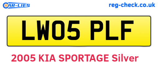 LW05PLF are the vehicle registration plates.