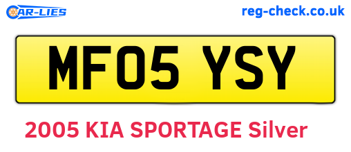 MF05YSY are the vehicle registration plates.