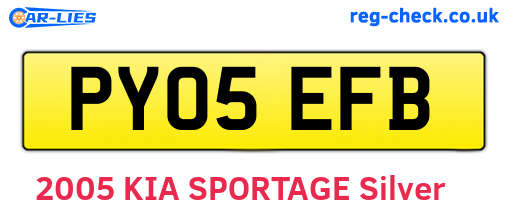PY05EFB are the vehicle registration plates.