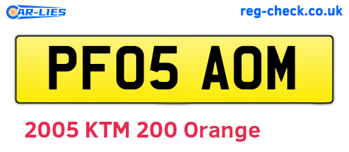 PF05AOM are the vehicle registration plates.