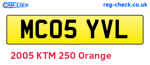 MC05YVL are the vehicle registration plates.