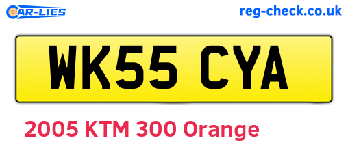 WK55CYA are the vehicle registration plates.
