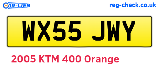WX55JWY are the vehicle registration plates.
