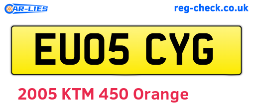 EU05CYG are the vehicle registration plates.