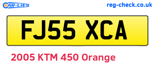 FJ55XCA are the vehicle registration plates.