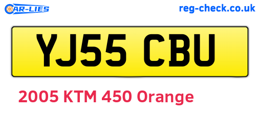 YJ55CBU are the vehicle registration plates.