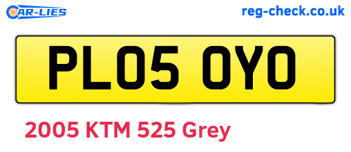 PL05OYO are the vehicle registration plates.