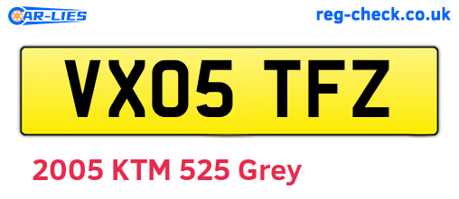 VX05TFZ are the vehicle registration plates.