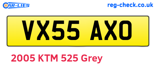 VX55AXO are the vehicle registration plates.