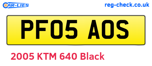 PF05AOS are the vehicle registration plates.