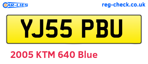 YJ55PBU are the vehicle registration plates.