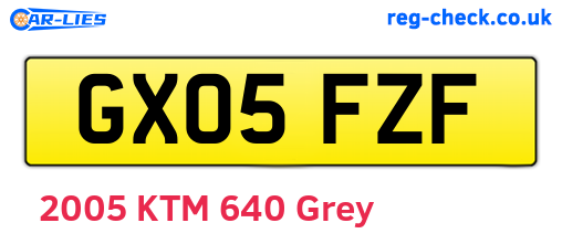 GX05FZF are the vehicle registration plates.