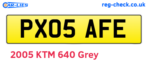 PX05AFE are the vehicle registration plates.