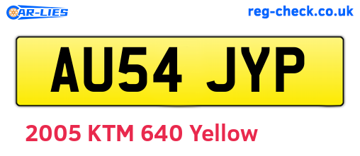 AU54JYP are the vehicle registration plates.