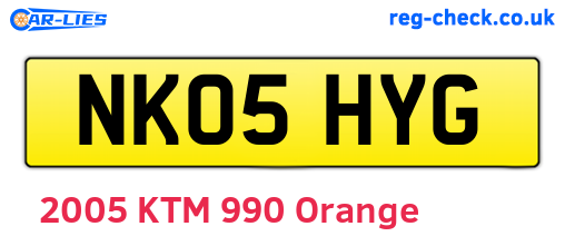 NK05HYG are the vehicle registration plates.