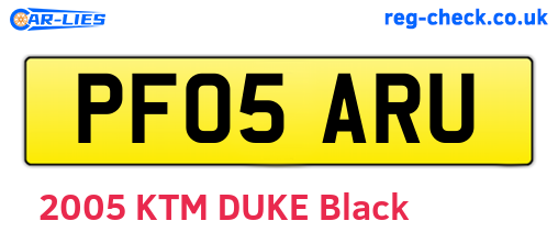 PF05ARU are the vehicle registration plates.