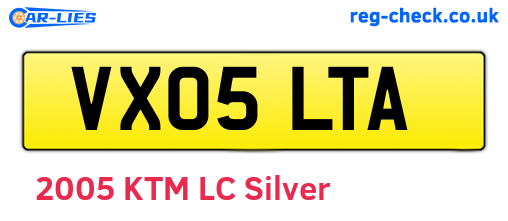 VX05LTA are the vehicle registration plates.