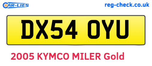 DX54OYU are the vehicle registration plates.