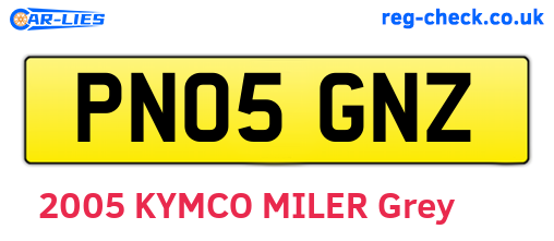 PN05GNZ are the vehicle registration plates.