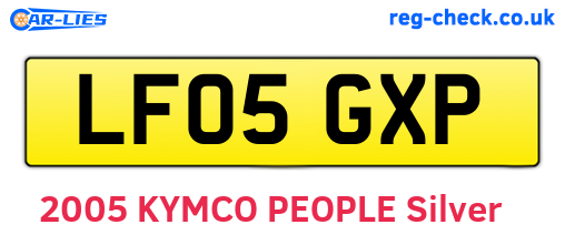 LF05GXP are the vehicle registration plates.
