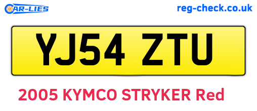 YJ54ZTU are the vehicle registration plates.