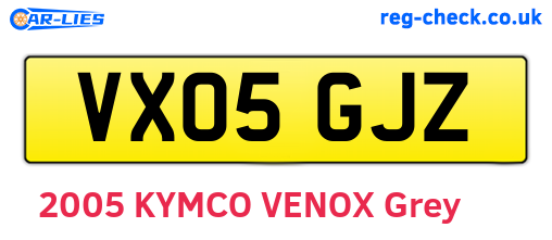 VX05GJZ are the vehicle registration plates.