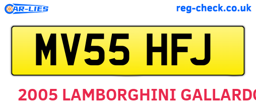 MV55HFJ are the vehicle registration plates.