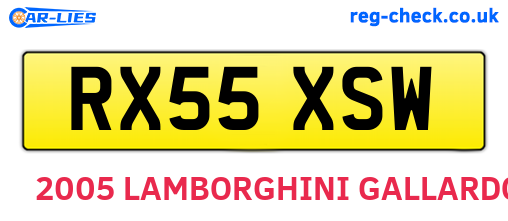 RX55XSW are the vehicle registration plates.