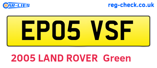 EP05VSF are the vehicle registration plates.