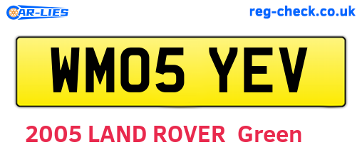 WM05YEV are the vehicle registration plates.