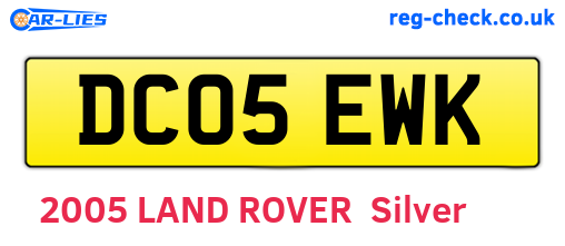 DC05EWK are the vehicle registration plates.