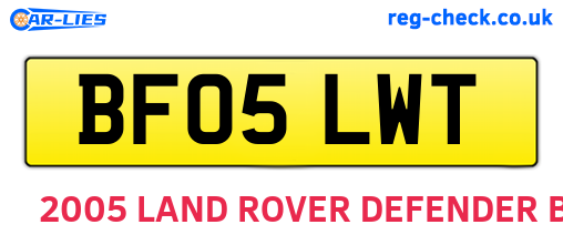 BF05LWT are the vehicle registration plates.