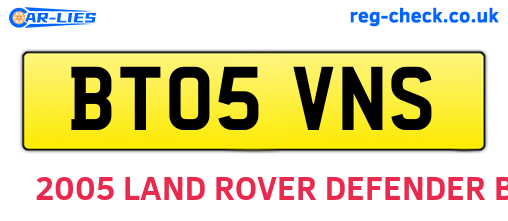BT05VNS are the vehicle registration plates.