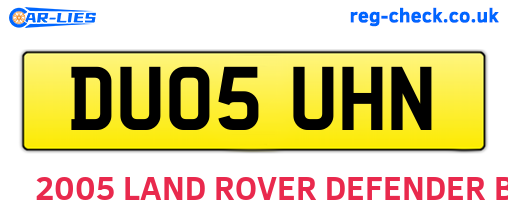 DU05UHN are the vehicle registration plates.