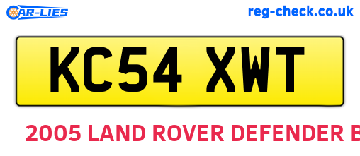 KC54XWT are the vehicle registration plates.