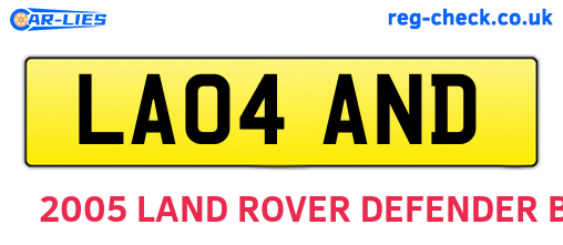 LA04AND are the vehicle registration plates.