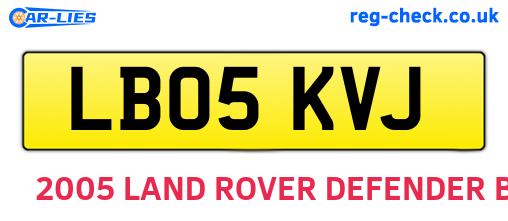 LB05KVJ are the vehicle registration plates.